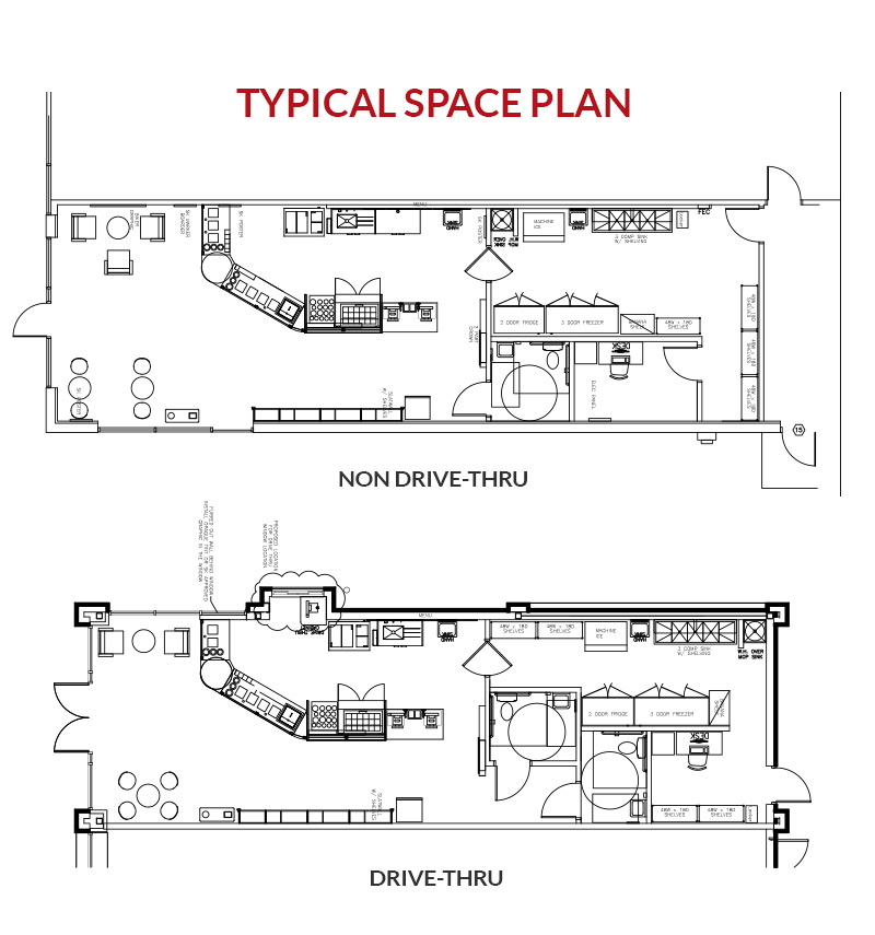 Submit a space plan for a restaurant.