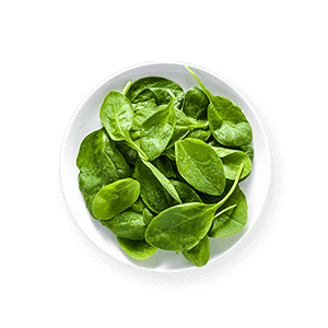 A plate of spinach leaves