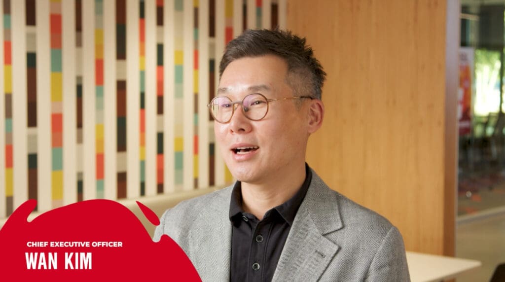 wan kim headshot poster for interview with his name and title of chief executive officer